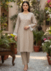 Star Club Light Brown Lawn 2-Piece Suit with Lace Sleeves