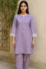 Star Club Purple Lawn 2-Piece Suit with Lace Sleeves